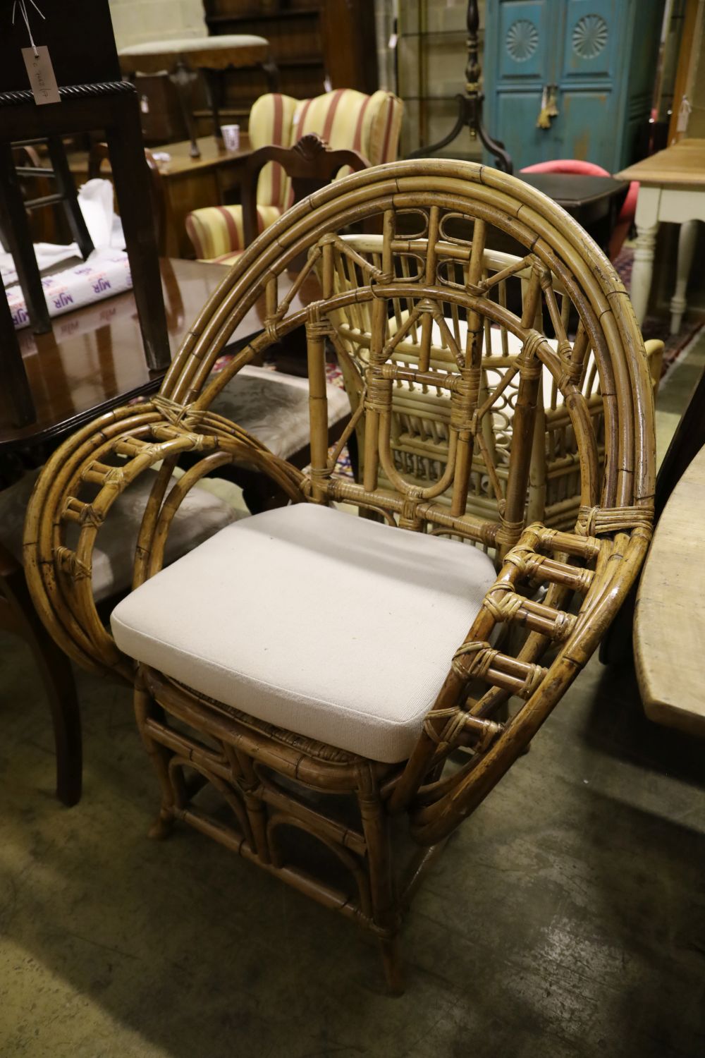 Four bamboo conservatory armchairs